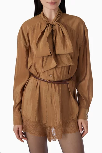 حزام رفيع للغاية بشعار كاساندر جلد بلون عتيق