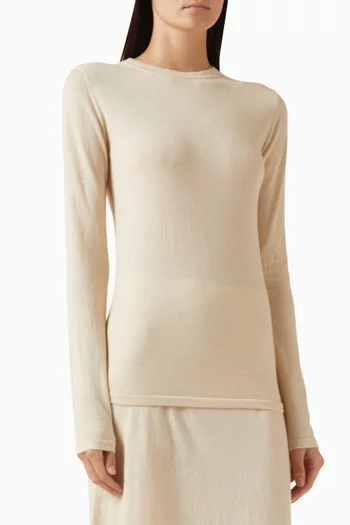 Crewneck Knit Top in Cashmere