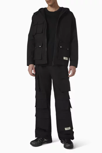 بنطال بجيوب وساقين واسعتين قماش منسوج بارز