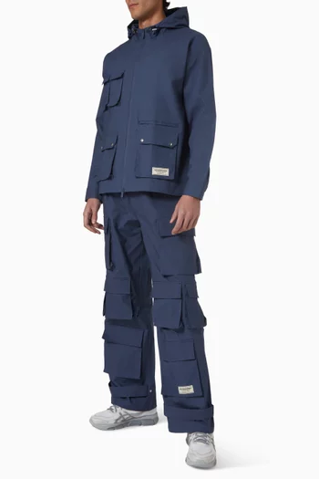 بنطال بجيوب وساقين واسعتين قماش منسوج بارز