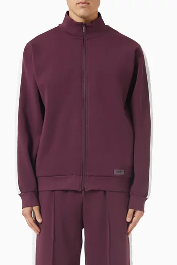 Embossed Contrast-panel Jacket in Organic Cotton-blend