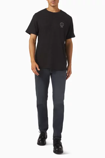 تي شيرت مطرز على شكل وجه عابس قطن