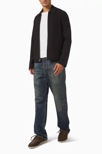 سترة ميلروز بسحّاب كامل بنقشة مربعات صوف