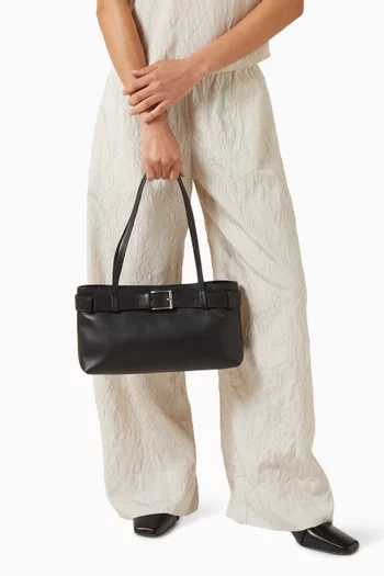 Belt Detail Baguette Bag in Leather