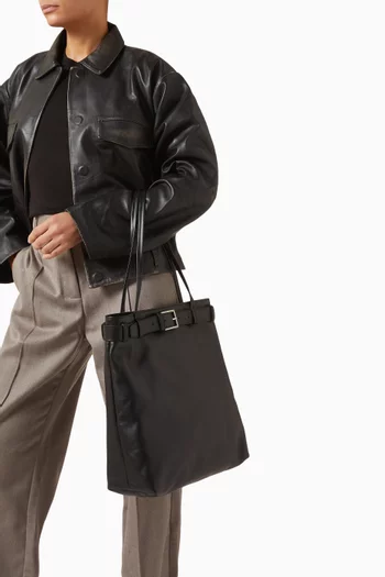 Belt Detail Tote Bag in Leather