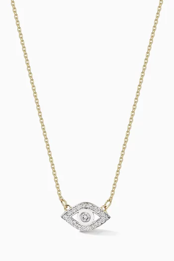 Evil Eye Diamond Necklace in 14kt Yellow Gold