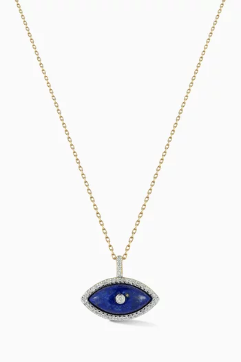 Lapis Marquise Eye of Protection Necklace in 14kt Gold
