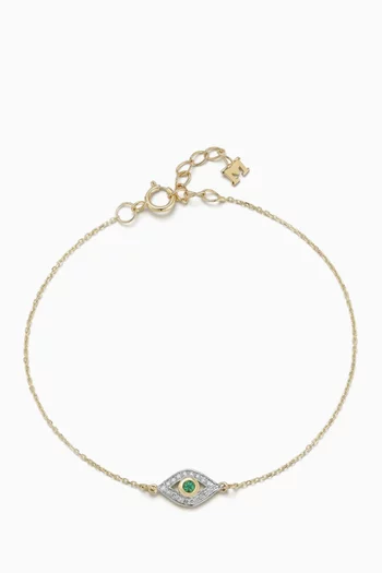 سوار بحلية عين الحسود مرصعة بالزمرد ذهب عيار 14