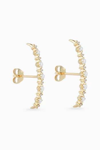 The Little Things Pearl & Diamond Crawler Earrings in 14kt Gold