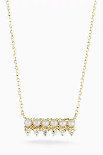 The Little Things Pearl & Diamond Bar Necklace in 14kt Gold