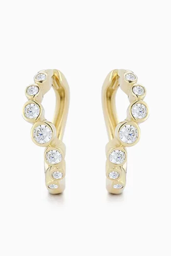 Wave Diamond Bezel Huggies in 14kt Gold