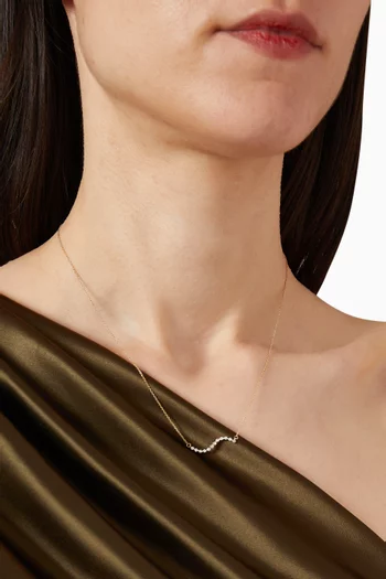 Wave Diamond Bezel Necklace in 14kt Gold