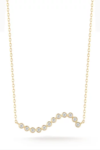 Wave Diamond Bezel Necklace in 14kt Gold