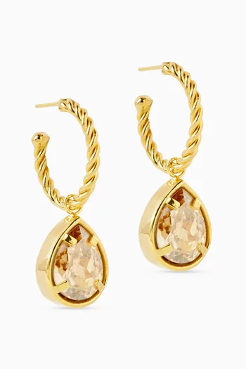 Claude Crystal Huggie Earrings in 24kt Gold-plated Brass