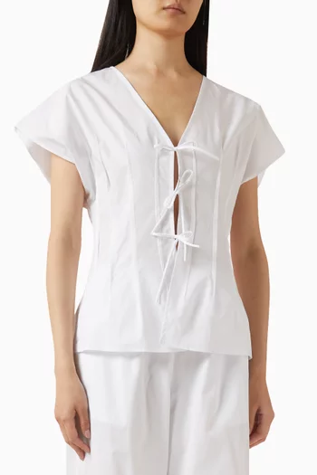 بلوزة بأربطة في الأمام قطن