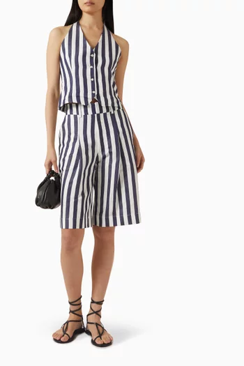 Striped Tailored Bermuda Pants