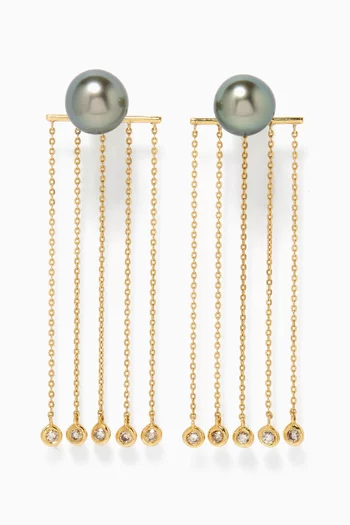 Zoja Elegance Pearl & Diamond Earrings in 18kt Gold