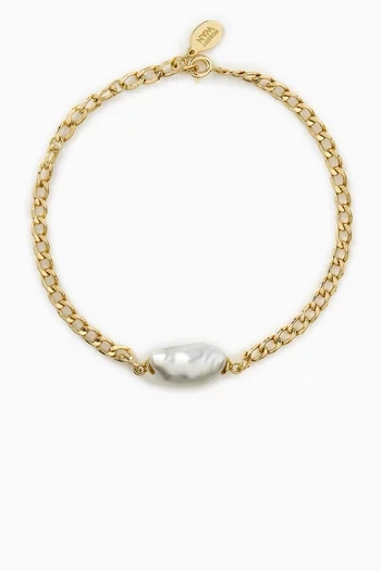 Akila Pearl Link Bracelet in 18kt Yellow Gold