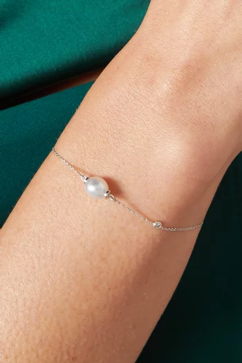 'My First Pearl' Diamond Bracelet in 18kt White Gold