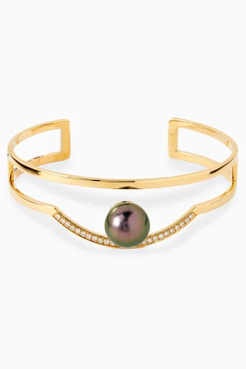 Muse Tahitian Pearl & Diamond Bangle in 18kt Gold