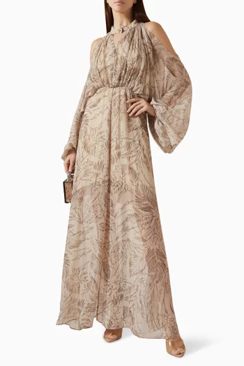 Printed Cold-shoulder Dress