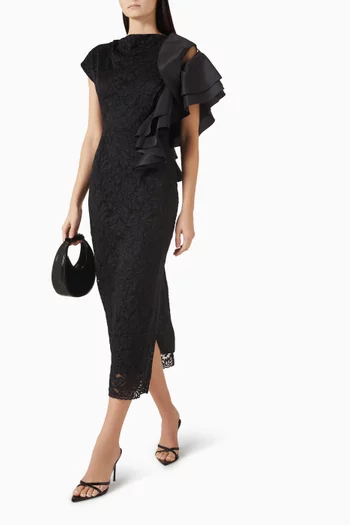 Ruffled V-back Dress in Lace