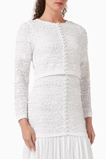 كارديغان منسوج مزين بتطريزات