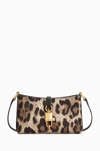 Lock Shoulder Bag in Leopard-printed Leather