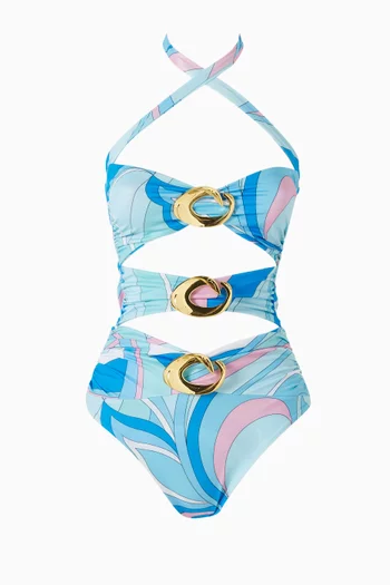 Diamond Halo Cut-out One-piece Swimsuit