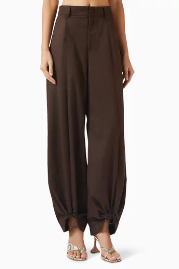 Drawstring-hem Pleated Pants