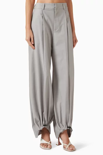 Drawstring-hem Pleated Pants