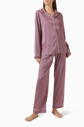 Striped Long Pyjama Set in Satin