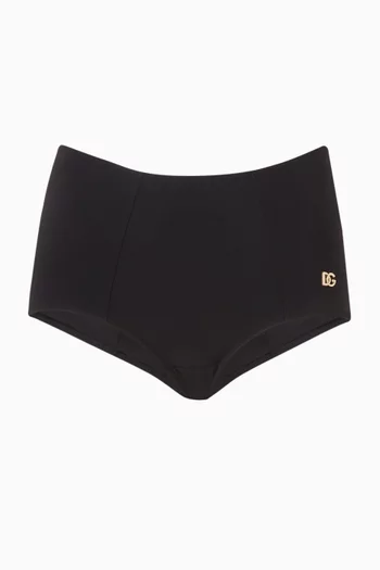 High-waist Bikini Bottoms in Stretch Nylon