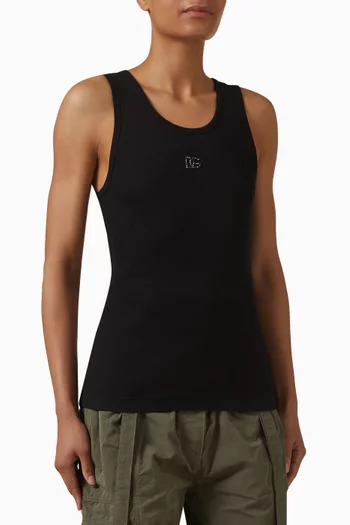 Rhinestone-logo Tank Top in Jersey