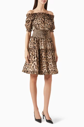 Leopard-print Dress in Cotton Poplin