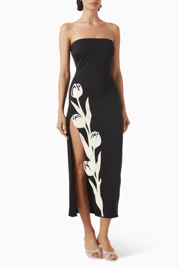 hoja rota dress in black bahia maria HOJA ROTA STRAPLESS DRESS main image 0