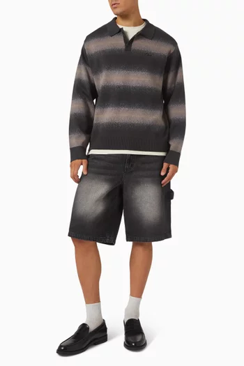 سترة راجبي مخططة قماش منسوج