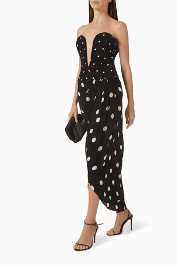 Draped Polka-dot Dress in Viscose
