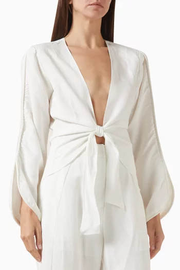 Tie-up Shirt in Linen Blend