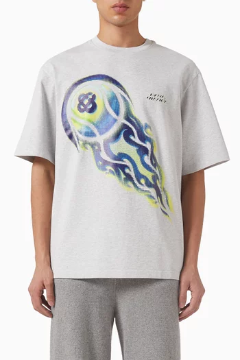 Flaming Tennis Ball Oversized T-shirt in Cotton
