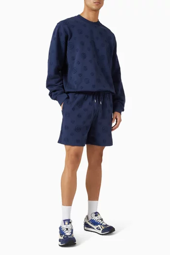 شورت رياضي برقعات بحروف شعار الماركة قطن عضوي