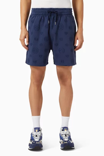 شورت رياضي برقعات بحروف شعار الماركة قطن عضوي