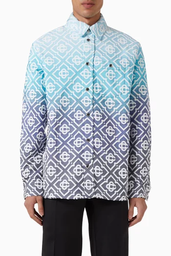 جاكيت بنمط قميص بنقشة شعار الماركة بألوان متدرجة من الجاكار مزيج قطن