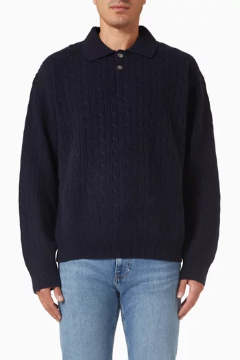 Cable Polo Sweater in Wool & Cashmere