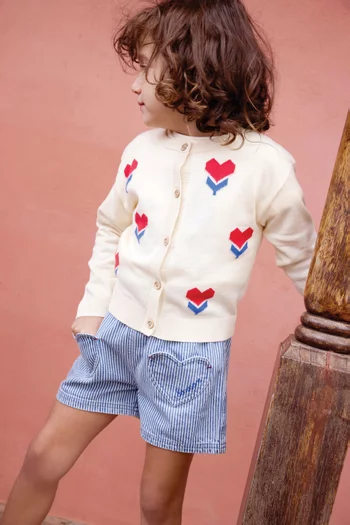 Striped Shorts in Cotton Denim