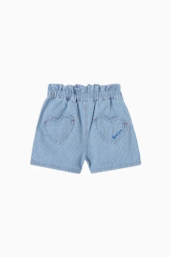 Striped Shorts in Cotton Denim