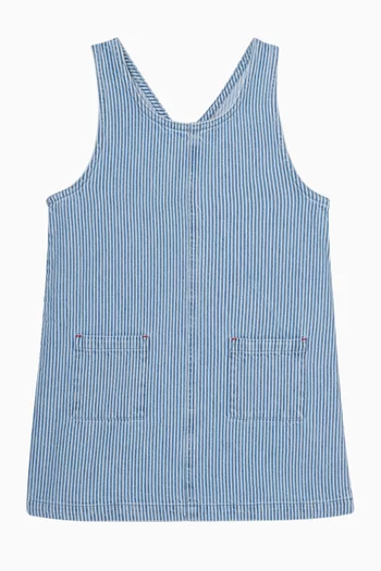 Striped A-line Dress in Cotton Denim