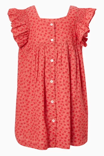 Floral-print Dress in Cotton Blend