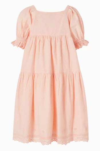 Puff-sleeved Dress in Cotton