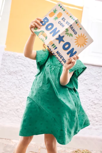 فستان بقصة على شكل حرف A‏ قطن